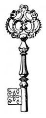 Antieke sleutel, gravure