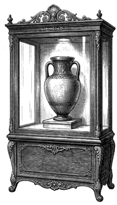 Tentoonstellingsvitrine, gravure
